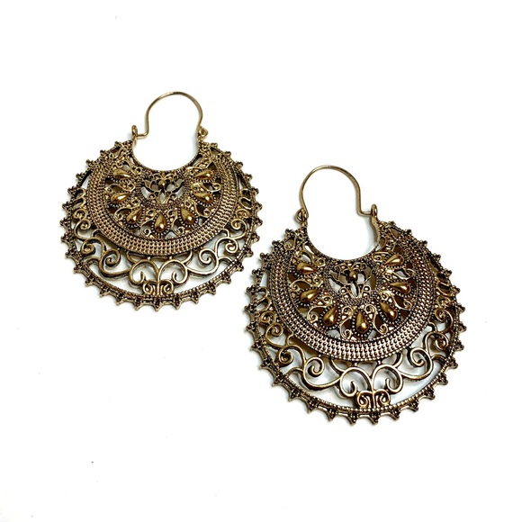 Brass Mandala Earrings - Picture 2 of 7